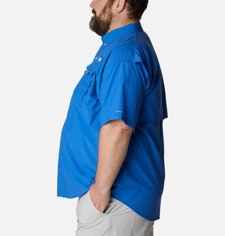 Men's Columbia PFG Bahama II Short Sleeve Shirts Blue | Plus Size CA-V0L4C
